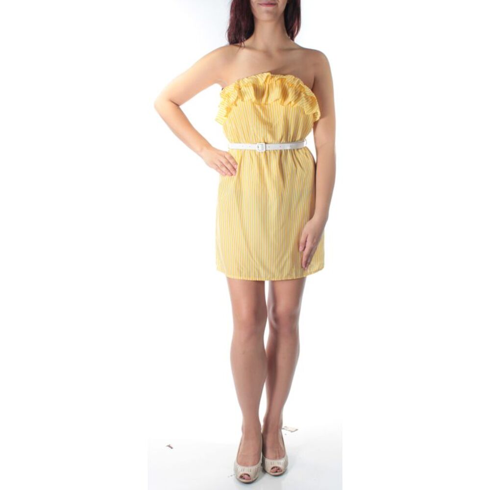 ROLY POLY Womens Yellow Sleeveless Strapless Mini Sheath Dress Size: M